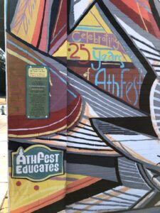 Detail shot of the 25th Anniversary Hope Mural with the AthFest Educates logo