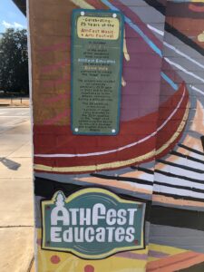 Detail shot of the 25th Anniversary Hope Mural with the AthFest Educates logo